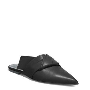 Via Spiga Birgit Black Leather Pointy Toe Mule